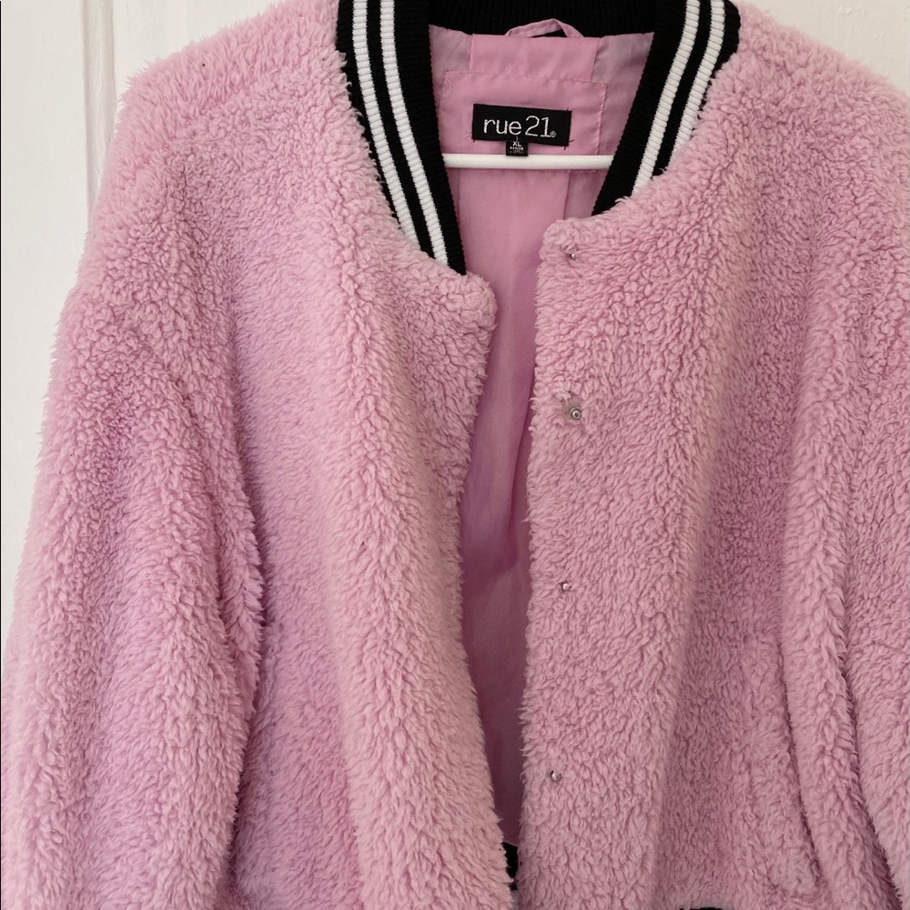 Pink faux fur jacket